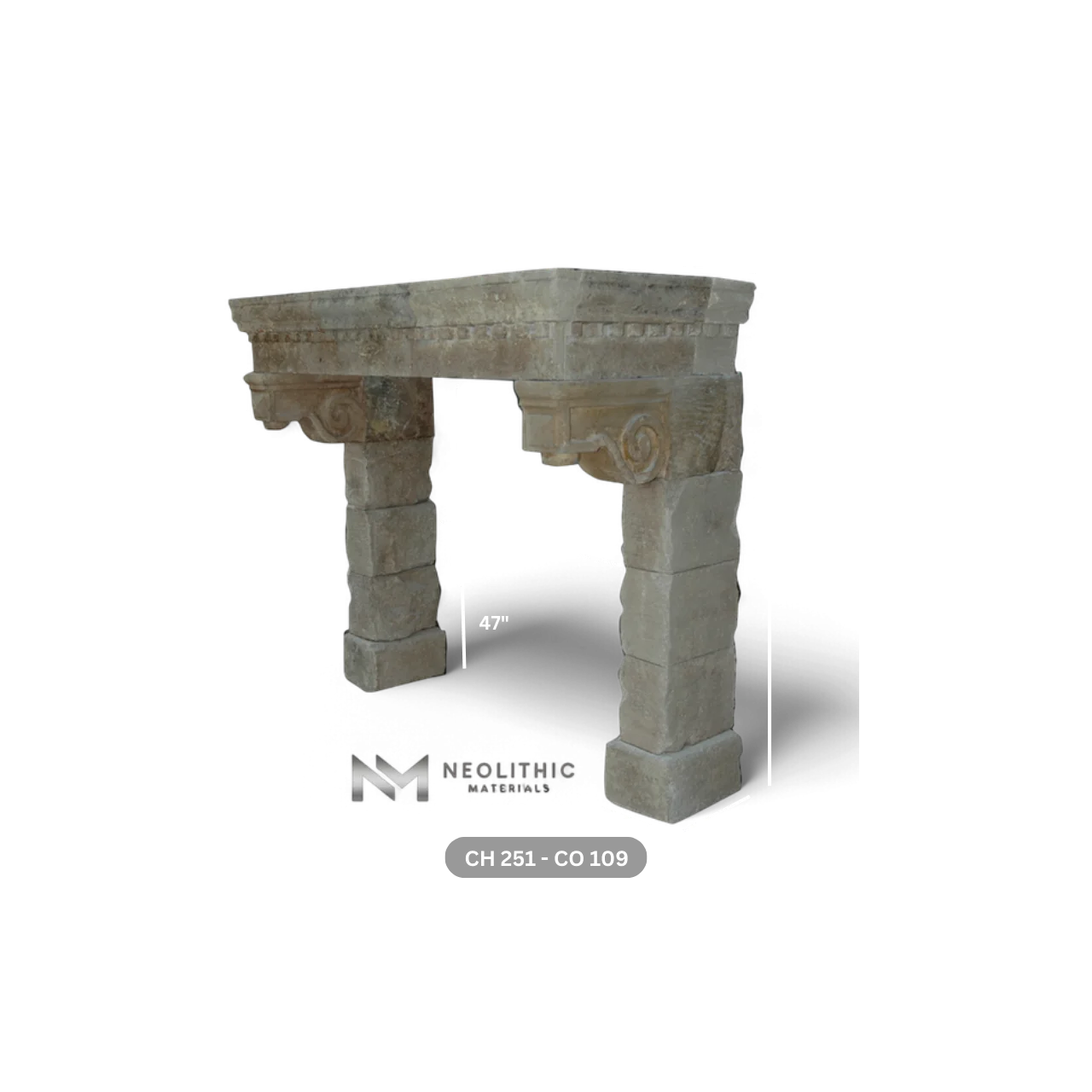 Reclaimed Limestone Mantel - Image 4